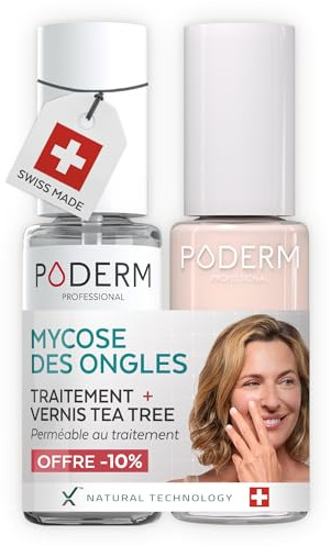 PODERM Nagelpilz-Serum + Nagellack Puderrosa, Kaschiert Vergilbte Nägel für Sichtbar Gesündere Nägel | Entwickelt von einer Podologin
