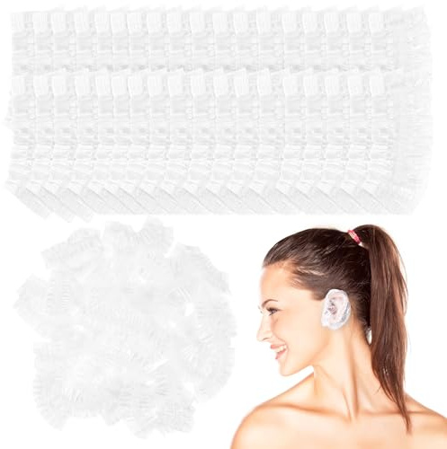 Transparente Ohrenschützer aus PE Einweg 200 Stück für Duschen | Flexibler Sitz, Klarer Look, für Ohren und Piercings in Hotels, Shampoo Stationen