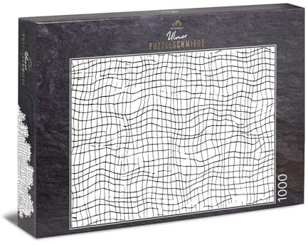 Impossible Puzzle „Dein Geduldsfaden“ – Sehr schweres Puzzle mit 1000 Teilen für Profis - Minimalistisches Linienmuster in Schwarz Weiß mit optischer Verzerrung – Puzzle-Qualität Made in Germany