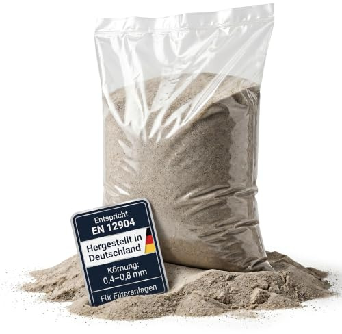 BELKO Filtersand 0,4-0,8mm 25kg Quarzsand Poolfilter DIN EN 12904 Typ 1 | gewaschen & pH-neutral, Filterquarz für Sandfilteranlage, Poolfilter, Sandfilterpumpe