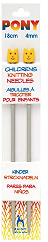 Pony Aluminium Single Ended Children's Knitting Pins, Multi-Colour, 4mm x 18 cm