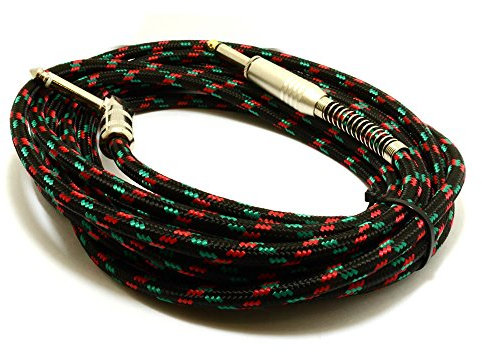 HQ Spiralförmige Abgeschirmtes abgewinkelt Gitarren Anschlusskabel 6,35 mm Mono Klinkenstecker Kabel 5 m [5 Meter]