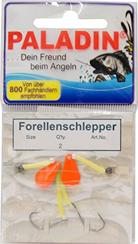 2 Forellenschlepper Forellenhaken Forellen Spinner, Größe:8, Farbe:Fluo Rot