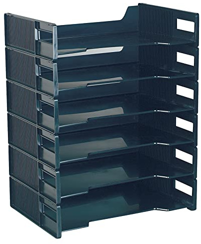 Innovative Storage Designs Stackable Letter Trays, Black, Pack Of 6