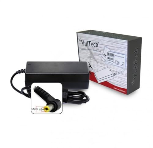 VulTech Alimentatore Caricabatterie specifico per Notebook Acer Aspire | 65W 19V 3.42A con Connettore 5.5x2.5mm | Sostituzione, Certificato CE, Protezione da Sovraccarico e Cortocircuito