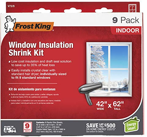 Frost King V83/3 V73/9H-Kit per finestre termoretraibili per interni, 100 cm x 150 cm, trasparente, 9-Pack