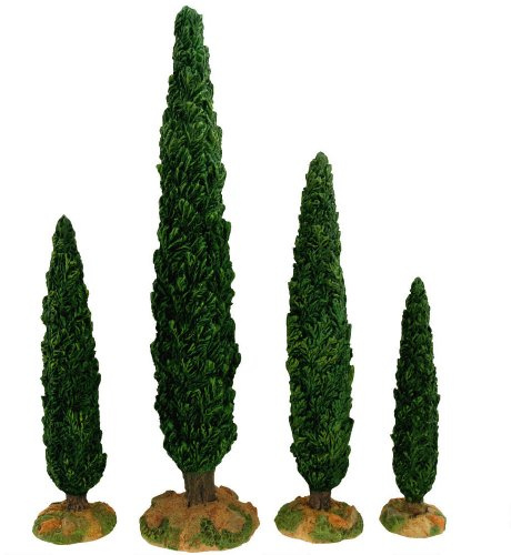 Fontanini by Roman Inc., Cypress Tree 4-Piece Set, 5 Collection, Nativity Figure and Accessories, Hand Sculpted and Painted (7x3x11)