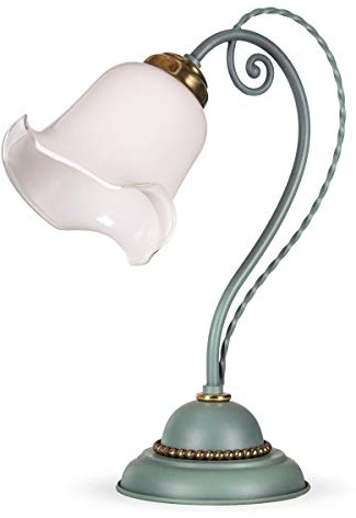Helios Leuchten 444024 klassische Tischleuchte grün | Schreibtischlampe echt Messing | Lampe Leuchte Tischlampe Jugendstil | Nachttischlampe 1 x E27