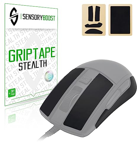 SensoryBoost Grip Tape pour Roccat Burst Core – Ruban antidérapant (+ Grip Pad), Ultra-Mince (0,5 mm), Absorbant la Transpiration, sans résidus – Accessoire Souris
