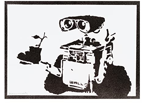 moreno-mata Echtes Handgemachtes Graffiti Wall-e Filme Aesthetic Poster & Kunstdrucke Bilder Plakat Handmade Deko Wandbilder Wohnzimmer Wanddeko Geschenke für Männer und Frauen