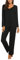 MAXMODA Pigiama Donna Invernale Lungo Pigiami Due Pezzi Maniche Lunghe Pajama Set, Nero, XXL