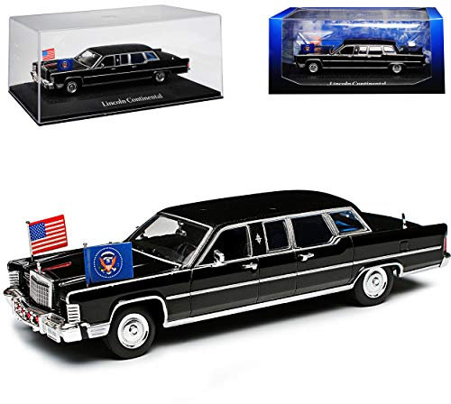 Defekte Vitrine Lincoln Continental Ronald Reagan 1981 Limousine Schwarz 1/43 Norev Atlas Modell Auto