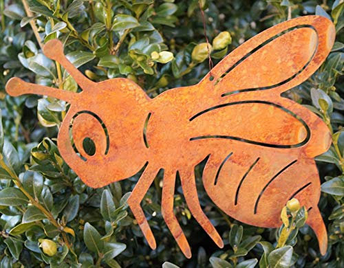 Rostalgie Edelrost Honigbiene zum Hängen 20 x 10 cm Garten Deko Biene