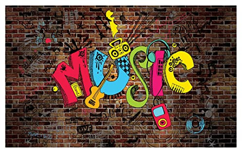 Fototapete Graffiti Street Art Jungen Kinderzimmer Music Jungs Vlies Tapete Latexdruck UV-Beständig Geruchsfrei Hohe Auflösung Montagefertig (11797, V8 (368x254 cm) 4 Bahnen)