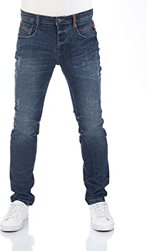 riverso Jeans Herren Stretch Slim Fit RIVCaspar Jeanshose Hose Denim Blau w32, Farbe:Dark Blue (D242), Länge:L30, Weite:32W