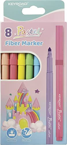 KEYROAD Waschbare Filzstifte für Kinder/Ergonomisch/Schule/8 Pastellfarben