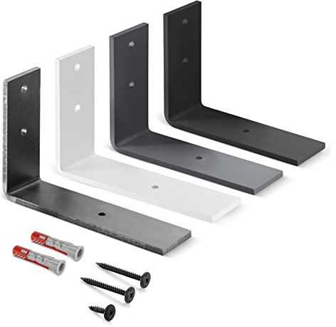 HOLZBRINK support d'étagère métallique, support d'étagère murale, étagère de bricolage, Blanc 150x100x40 mm, 10 pièces, HLR-L-150-9016
