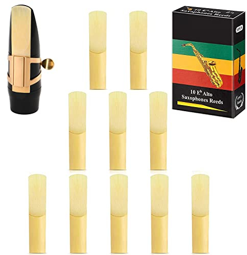 DRERIO 10 Stück Saxophonblätter 2.5 Altsaxophonblätter Klarinettenblätter Traditionelle Blätter Stärke 2.5 für Klarinetten-Altsaxophon-Anfänger, Profis