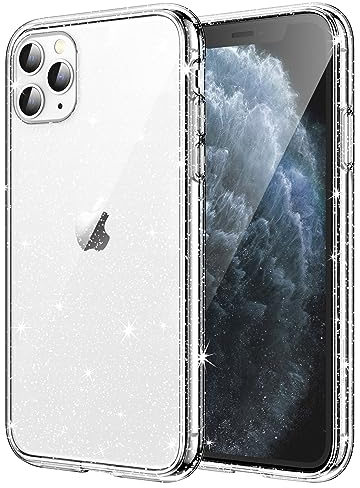 JETech Glitzer Hülle für iPhone 11 Pro, 5,8 Zoll, Bling Glitter Stoßfeste Stoßstange Handyhülle, Niedliche Glitzernde für Frauen und Mädchen (Durchsichtig)