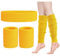 ONUPGO Beinlinge Set Damen 80er Neon Strick Beinlinge Stirnband Armbänder 1980er Jahre Workout Kostüme Zubehör für Frauen (Yellow)