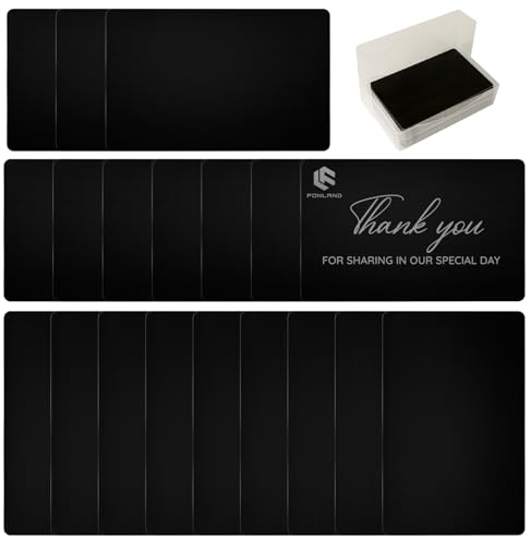 FONLAND 100 Stücke Metall Visitenkarten Blank Laser Gravierte Aluminiumlegierung Dicke Für House Office DIY Geschenkkarten, 10 Farben (Schwarz)