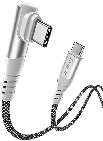 Fasgear 100W USB C to USB C Cable - 1 Pack 6ft USB 2.0 Type C to Type C PD Cable 5A Fast Charging Right Angle Compatible with Google Chromebook Pixel, Mac-Book Pro2021/2020, Dell XPS 13/15 (Black)