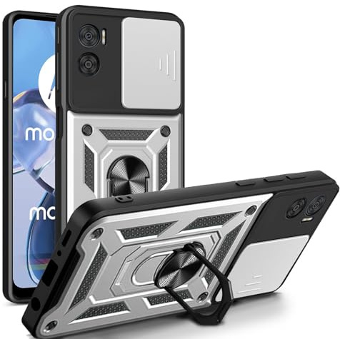 betterfon Handyhülle für Motorola Moto E22 / E22i | Stoßfest & Kratzfest | Mit Kameraschutz, Anti-Fingerabdruck & robustem Panzerschutz-Design | Silber