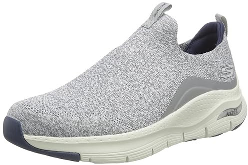 Skechers Arch Fit Ascension, Zapatos sin Cordones Hombre, Grey Knit/Synthetic/Trim, 44 EU
