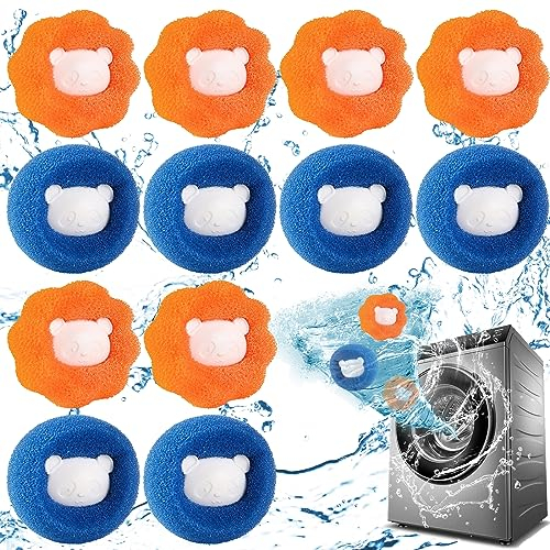 12 Pièces Boule Machine à Laver Anti Poils, Réutilisable Boule Anti Poils Machine a Laver, Balles de Lavage Anti Poils, Anti Poil Machine à Laver pour Chien Chats Poils d'animaux Vêtements Literie