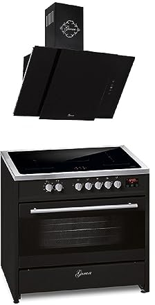 GURARI Induktions-Standherd E 913 BL+GCH S 171 BL 90 Prime, Range Cooker 90 cm/FLEX ZONEN/ 5 Zonen / 121L + Dunstabzugshaube 90 cm