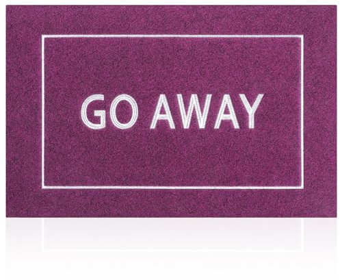 JJUUYOU Go Away Doormat Funny Front Door Welcome Mat for Porch Durable Non Slip Rubber Low Profile Indoor Outdoor Door Mats Easy Clean Patio Entrance Mat