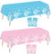 XJLANTTE 4 Stück Gender Reveal Tischdecken – rechteckige rosa und Blaue Tischdecke Gender Reveal Ideen für Partyzubehör für Jungen oder Mädchen, 139,9 x 218,6 cm (Gender Reveal-2)