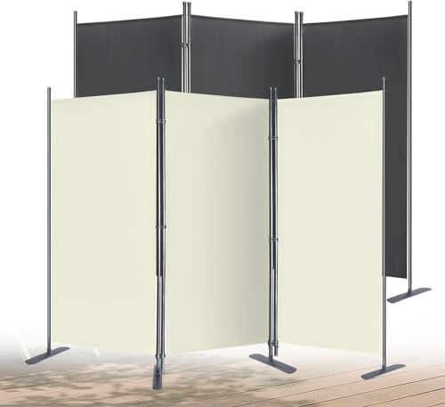 YUENFONG Paravent Raumteiler Sichtschutz 275cm x 180cm, Sichtschutzwand Trennwand Innen&Außen Stellwand, Beige