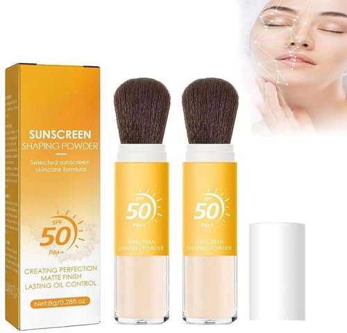 PICKX SPF50 + poudre en poudre pour ruban lisse poudre de maquillage SPF 50 huile contrôlée mat naturel longue durée légère et respirante poudre solaire huile contrôlée et protection (2PC)
