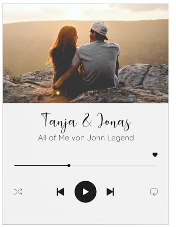 Song Cover Glas Bild mit Foto aus Acrylglas - Personalisierte Geschenke mit Foto - besondere Geschenke für Männer - Fotogeschenke für Ihn - Musik Cover Bild Geschenkideen für Partner Transparent