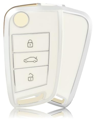 OFFCURVE Etui a Cle Voiture Coque Clé, Étui à Clés Couvre Clef Cache Clef Convient pour VW Volkswagen Golf 7 MK7 Polo T-Roc Seat Leon Cupra Ibiza Toledo Arona Ateca Skoda Octavia Fabia Superb