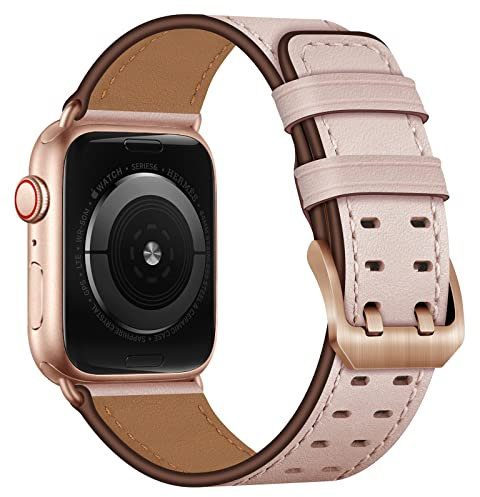 Soyeacrg Compatible con Apple Watch Band 49 mm, 45 mm, 44 mm, 42 mm, 41 mm, 40 mm, 38 mm, Correa con Hebilla de Doble Pasador para iWatch Series SE 9 8 7 6 5 4 3 2 1 Ultra 1 2,Pink,38/40/41mm