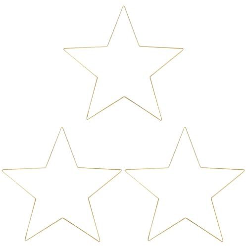 IMIKEYA 3 Stück Metallring Stern Gold, 30cm Metallrahmen Stern Makramee Metallringe zum Basteln, Metallringe Kranz Deko Metallsterne zum Basteln Hochzeit Aufhängen Fenster Weihnachtsdeko
