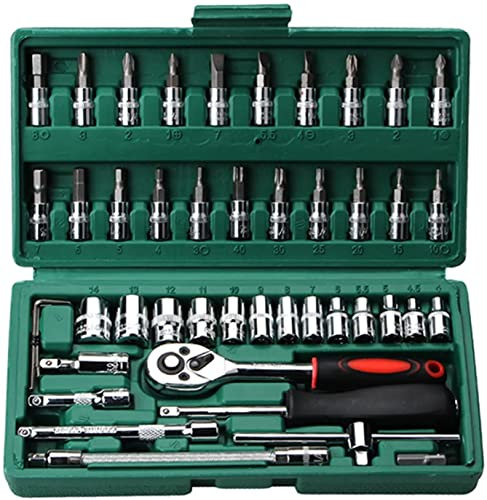 Juego de Llaves de Tubo para Herramientas manuales, 46 Uds., Llave de trinquete para reparación de automóviles, Llave Inglesa, Cabezal de Herramienta de Tuerca, Juego de Llaves métricas, Kit Abierto