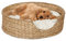 Relaxdays Tierbett für Hunde und Katzen, rund, H x D: 15 x 49 cm, Katzenliege, Hundekörbchen, aus Seegras, Natur/Creme