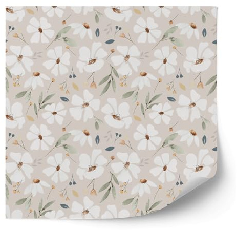 Klebefolie für Möbel - Dekofolie Frühlingsblumen (Helles Taupe, 60 x 120cm)