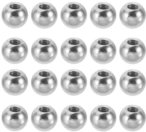 PATIKIL M4 x 9mm Dadi a Sfera Pomelli, Pz30 Tappi a Sfera Perforazione Acciaio Maniglia Foro Cieco Decorazione Dado Lampada Mobili o Progetto Fai-Da-Te, Tonalità Argento