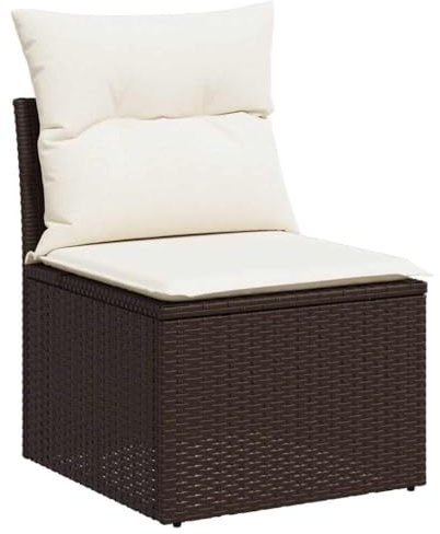 vidaXL Gartensessel ohne Armlehnen mit Kissen Braun Poly Rattan