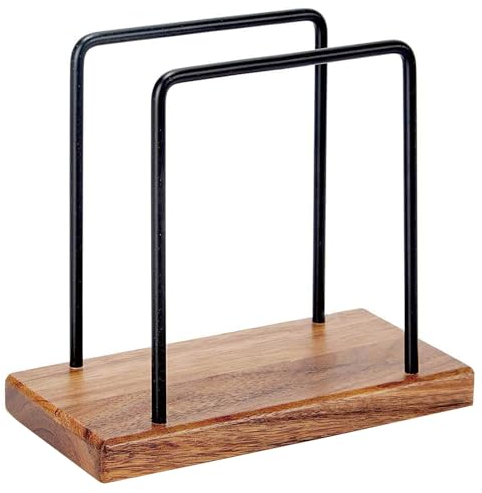 Serviettenhalter, Serviettenhalter aus Holz und Metall, Handtuchhalter für Esstisch im Retro-Stil, Eleganter Serviettenspender für Restaurants, Cafés, Küchen, Tischdekorationen (Braun)