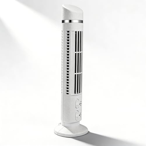 Sxhlseller Ventilador de Torre Oscilante sin Aspas, Ventilador de Oficina Silencioso con Oscilación de 90 Grados, Ventilador de Escritorio Portátil con Luz para Dormitorio (WHITE)