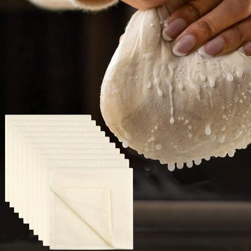 REFORUNG 5 Stück Seihtuch Passiertuch 60 x 60cm Käsetuch Filtertücher Waschbarem Filtertuch Siebtuch Wiederverwendbarem Cheesecloth Filter Cloth Tuch für Beeren Nussmilch Suppe Käse Joghurt Saft