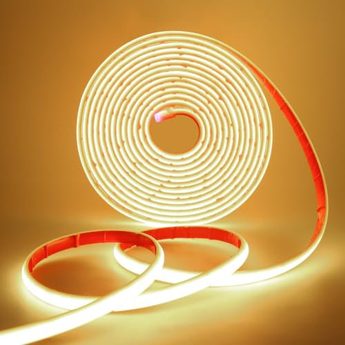 HEGEHE 12V Lumière au néon LED COB Autocollant, 320Leds/m IP68 étanche Super Lumineux Bandeau flexible Ruban LED Light Strip pour DIY, Chambre, Noël, Fête, Intérieur/Extérieur (Blanc naturel, 10M)