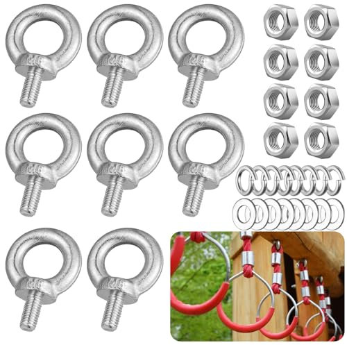 MirraSwit 8 Pezzi Bulloni Occhiello M8, Bullone per Sollevamento, Bullone Occhiello M8, Golfare in Acciaio Inossidabile per Attrezzature di Sollevamento, Corda per Legare