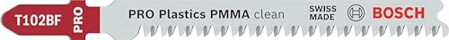 Bosch 2x PRO Plastics PMMA clean T102BF Stichsägeblatt (für Kunststoff, Kunststoff, Länge 92 mm, Professional Zubehör Stichsäge)