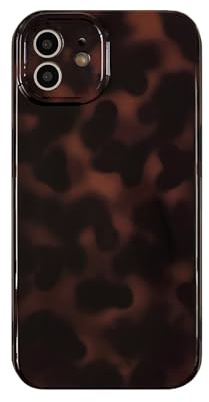 Reezaddin Aesthetic Schildpatt-Schutzhülle für iPhone 12 15,5 cm (6,1 Zoll), Retro-Design, Cooles Mädchen, Leopardenmuster, brauner Bernstein, trendig, Vollkamera-Schutzhülle für iPhone 12, 15,5 cm